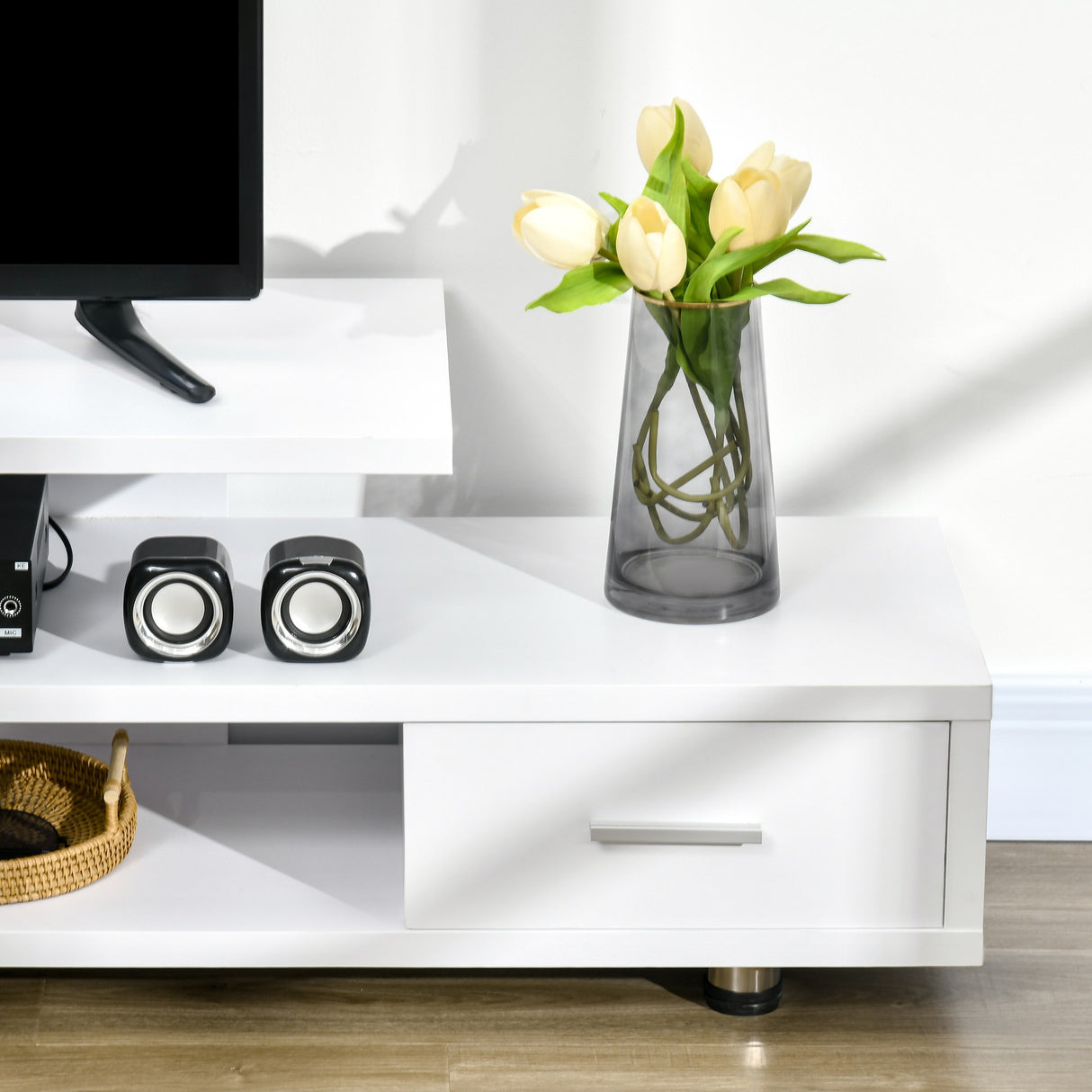 easycomfort easycomfort mobile tv moderno per tv fino a 45 mobile tv aperto in truciolato con cassetto 135x35x41 7 cm