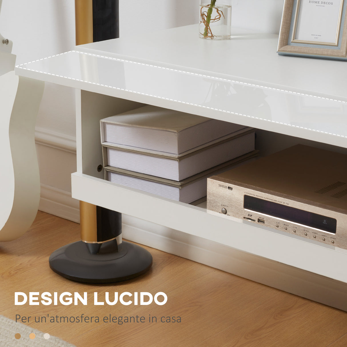 easycomfort easycomfort mobile tv sospeso 65 max in truciolato con 2 armadietti a ribalta e luci led 150x40x30 cm