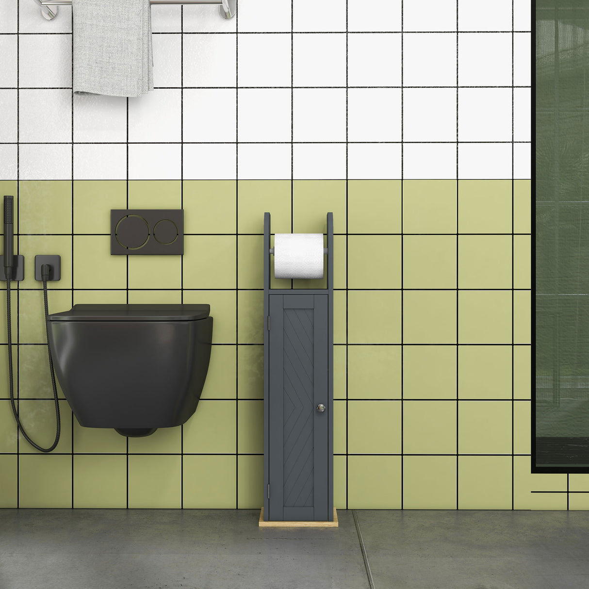 easycomfort easycomfort mobiletto bagno con barra e armadietto a 3 livelli regolabili in mdf e truciolato grigio