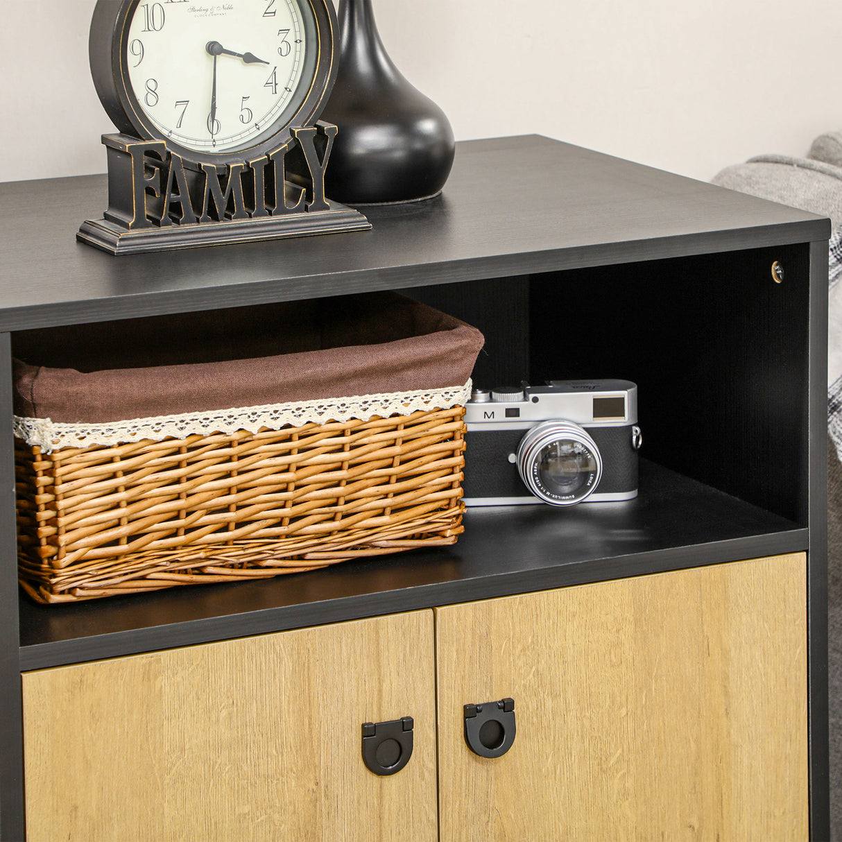 easycomfort easycomfort mobiletto da salotto a doppia anta con 5 ripiani aperti in truciolato 120x40x74cm