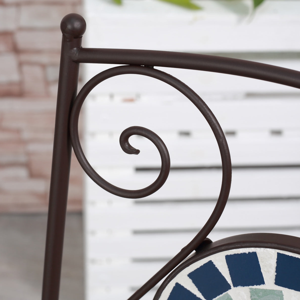 easycomfort easycomfort mobili da giardino set 3 pezzi con 2 sedie pieghevoli e 1 tavolino rotondo in metallo e ceramica