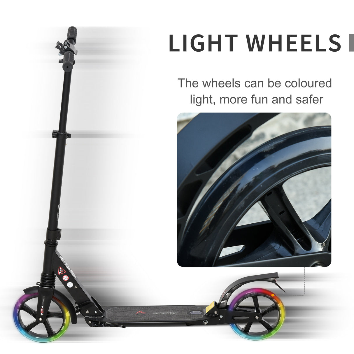 easycomfort easycomfort monopattino pieghevole per bambini fino a 14 anni con ruote luminose e manubrio regolabile su 3 livelli nero