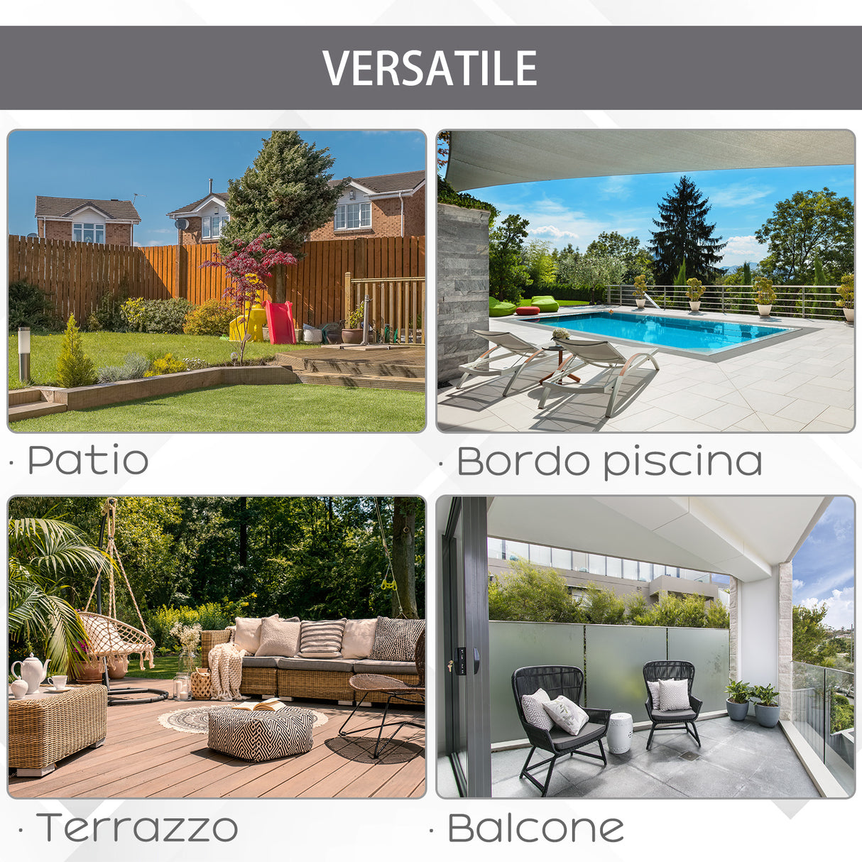 easycomfort easycomfort ombrellone doppio in acciaio e poliestere anti uv impermeabile 440x270x250cm beige