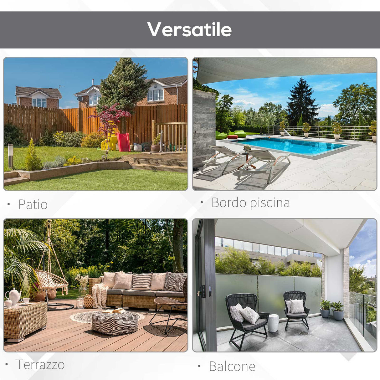 easycomfort easycomfort ombrellone doppio in acciaio e poliestere anti uv impermeabile crema 440x270x250cm