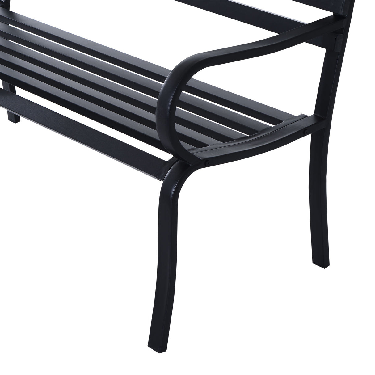 easycomfort easycomfort panchina da giardino in metallo nero 127 x 62 x 82cm