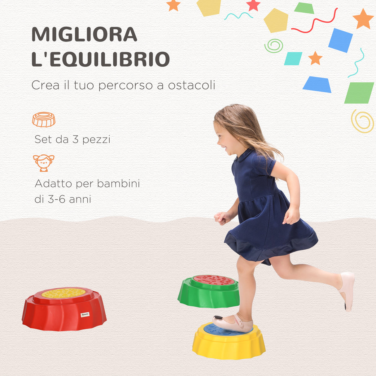 easycomfort easycomfort percorso di equilibrio giocattolo per bambini 3 6 anni pietre di fiume set 3 pezzi antiscivolo e impilabili