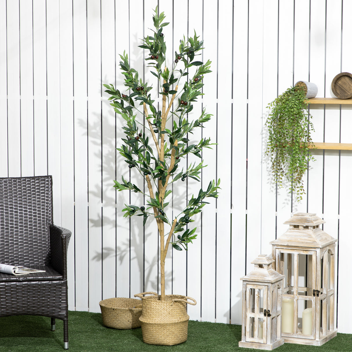 easycomfort easycomfort pianta artificiale di ulivo da 180 cm a 12 rami con vaso 17x14 5 cm per interni ed esterni verde