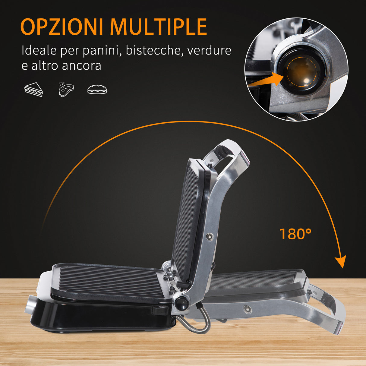 easycomfort easycomfort piastra elettrica bistecchiera 2100w apribile a 180 con 8 programmi di cottura nero