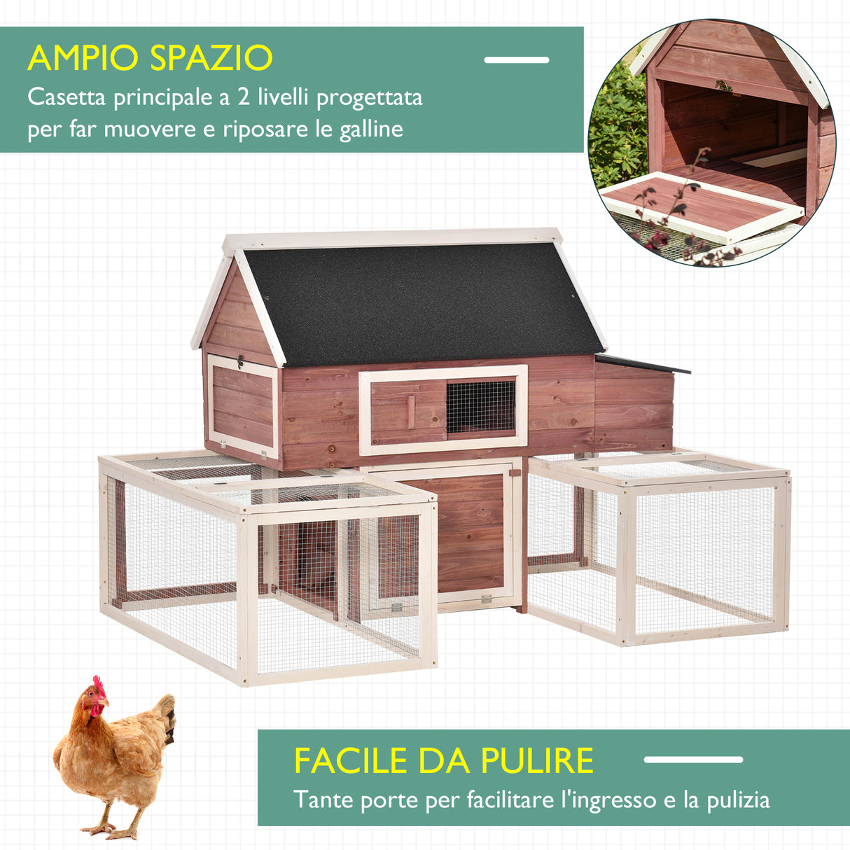 easycomfort easycomfort pollaio a terra gabbia per galline ovaiole con recinto mobile in metallo