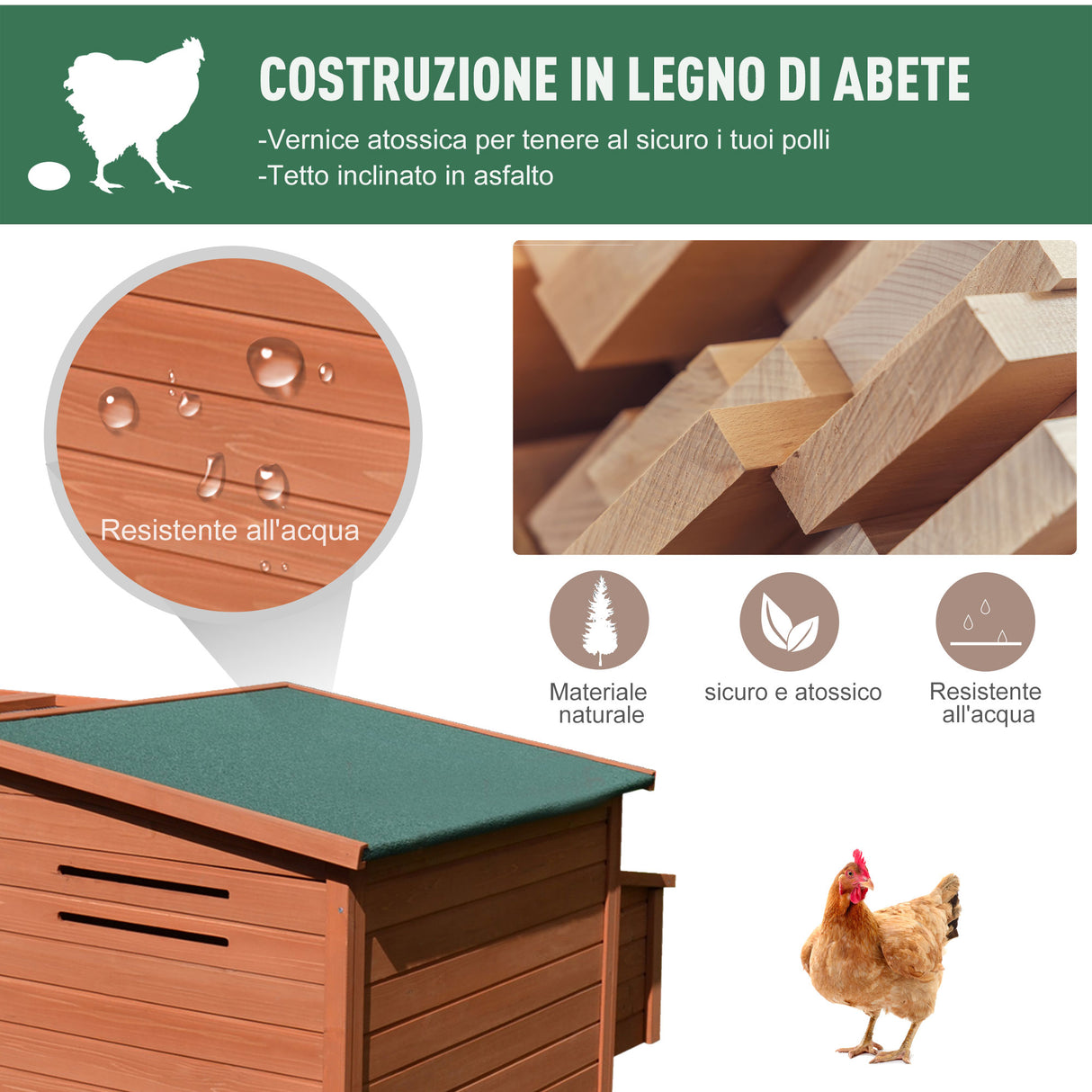 easycomfort easycomfort pollaio in legno per galline casetta con tetto apribile e spazio esterno