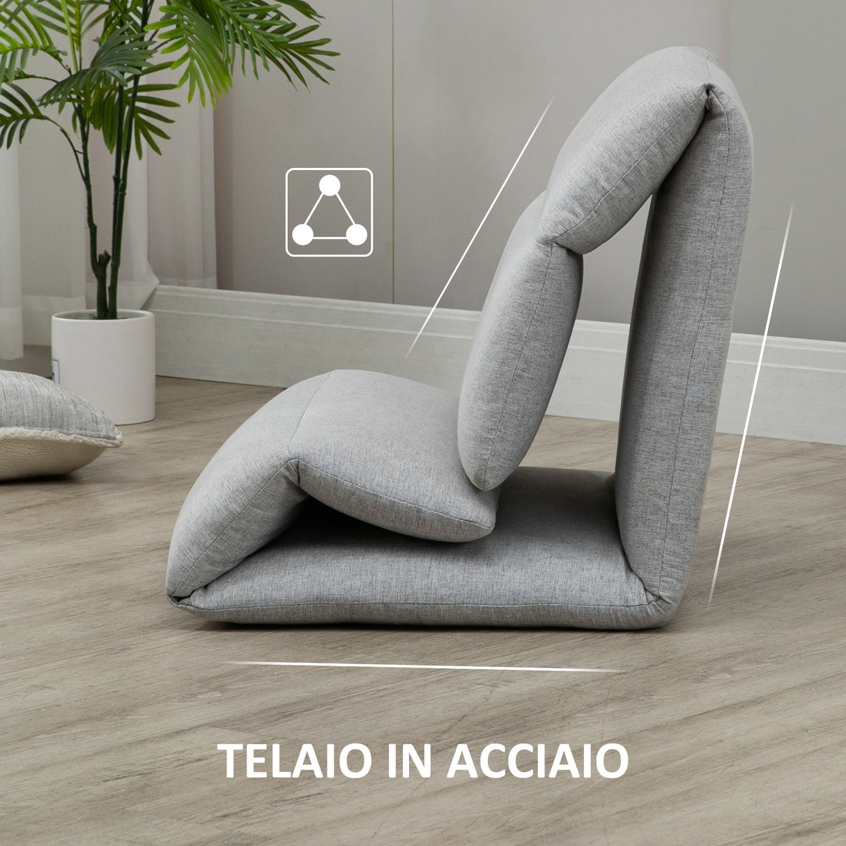 easycomfort easycomfort poltrona da terra con schienale reclinabile in tessuto 71x72x60cm grigio chiaro