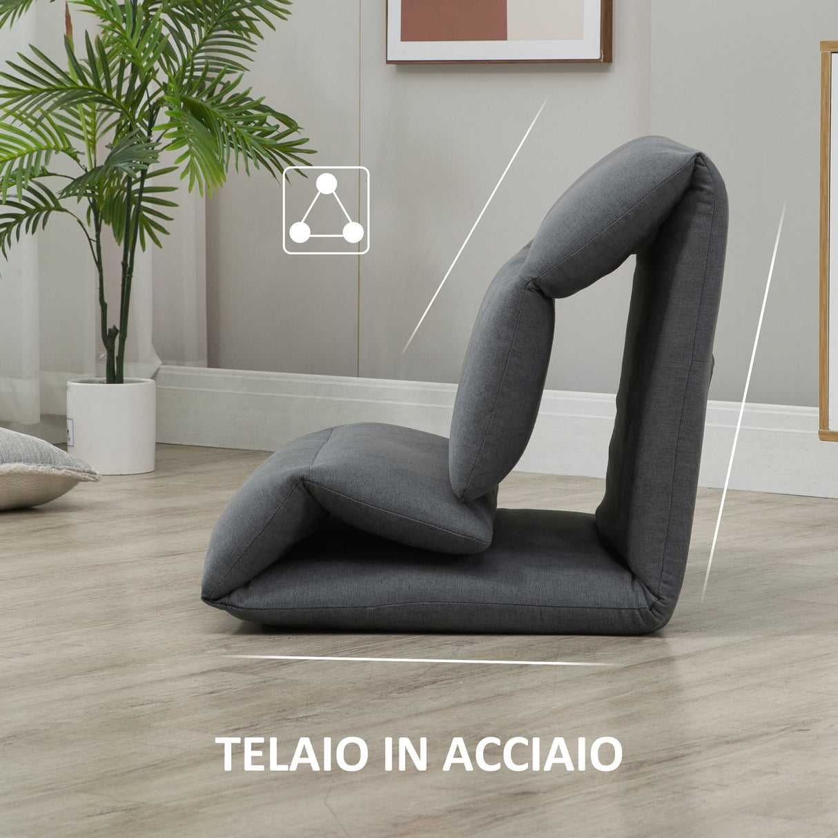 easycomfort easycomfort poltrona da terra con schienale reclinabile in tessuto 71x72x60cm grigio scuro