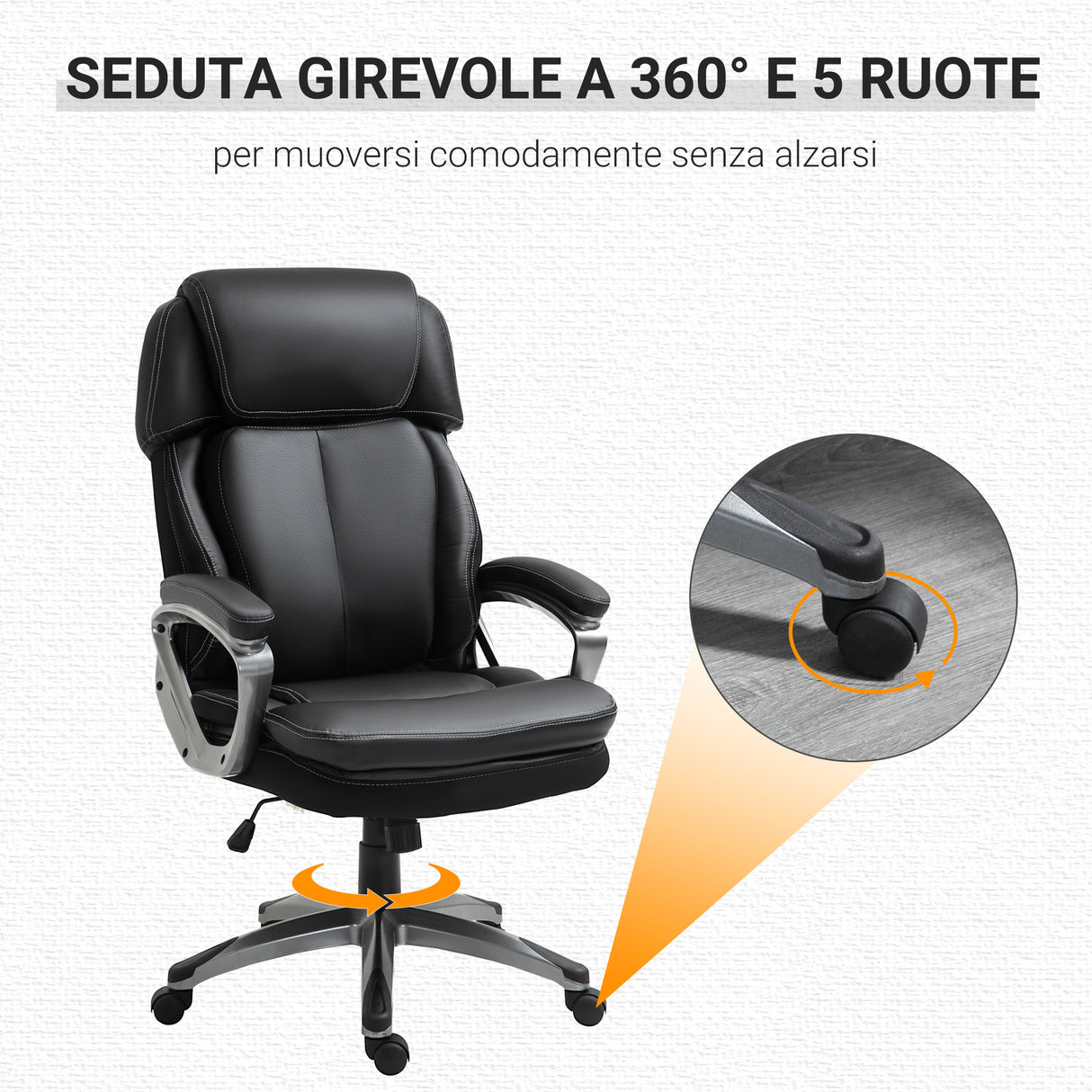 easycomfort easycomfort poltrona da ufficio ergonomica con poggiatesta altezza regolabile e dondolo sedia girevole con ruote 68x76x117 125cm nero