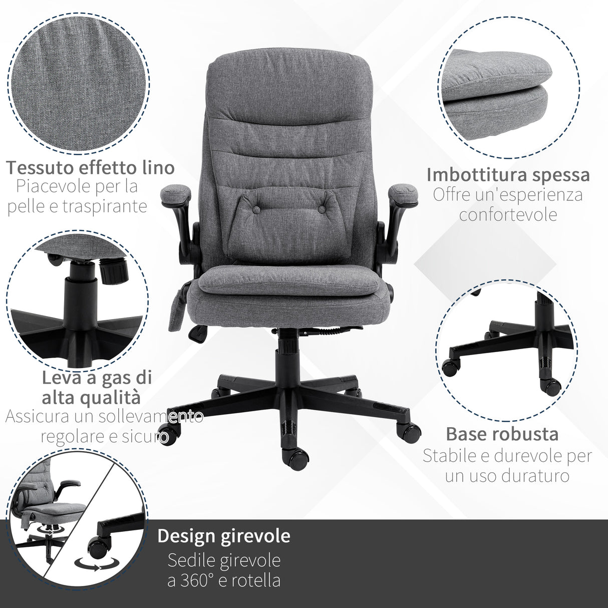 easycomfort easycomfort poltrona da ufficio massaggiante ad altezza regolabile 68 5x72x109 119cm grigia