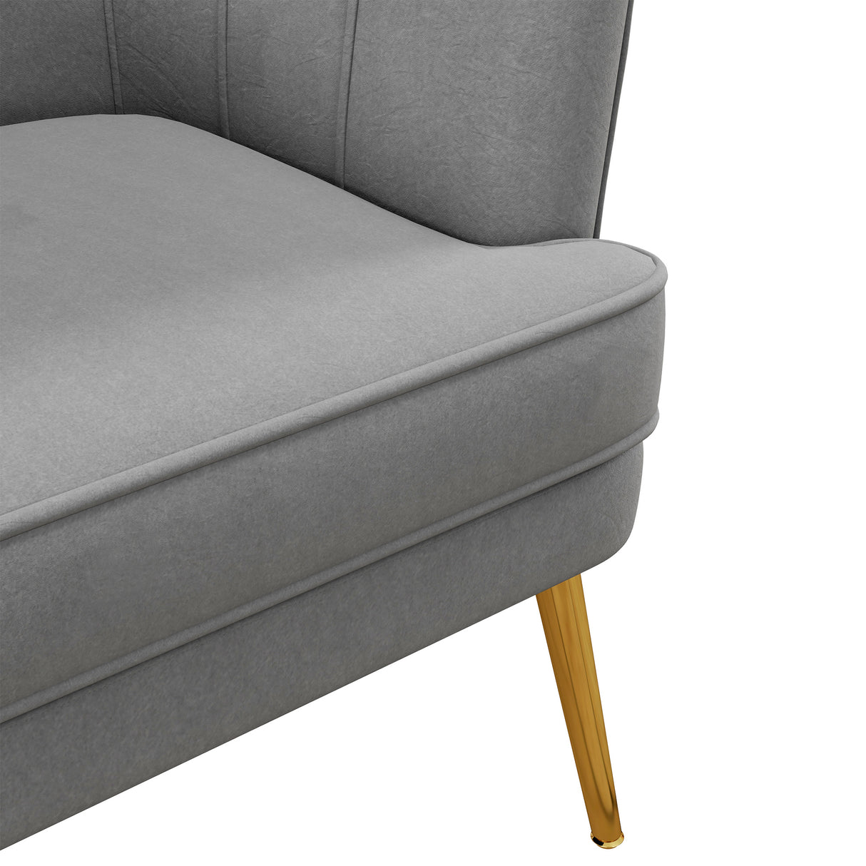 easycomfort easycomfort poltrona in velluto imbottita con gambe dorate in poliestere e acciaio 71x72x75cm grigio
