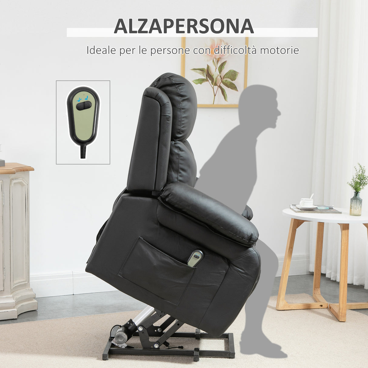 easycomfort easycomfort poltrona relax elettrica e alzapersona reclinabile fino 160 con telecomando in similpelle nero