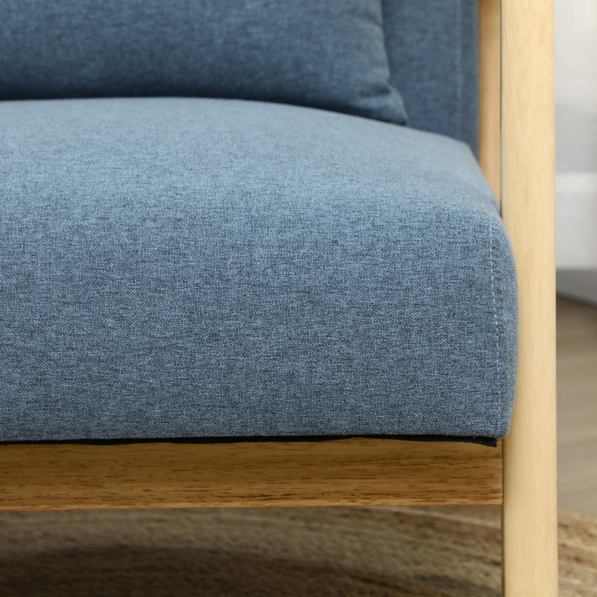 easycomfort easycomfort poltroncina in stile nordico in legno tessuto effetto lino e cuscino extra 66x80x77 5cm blu