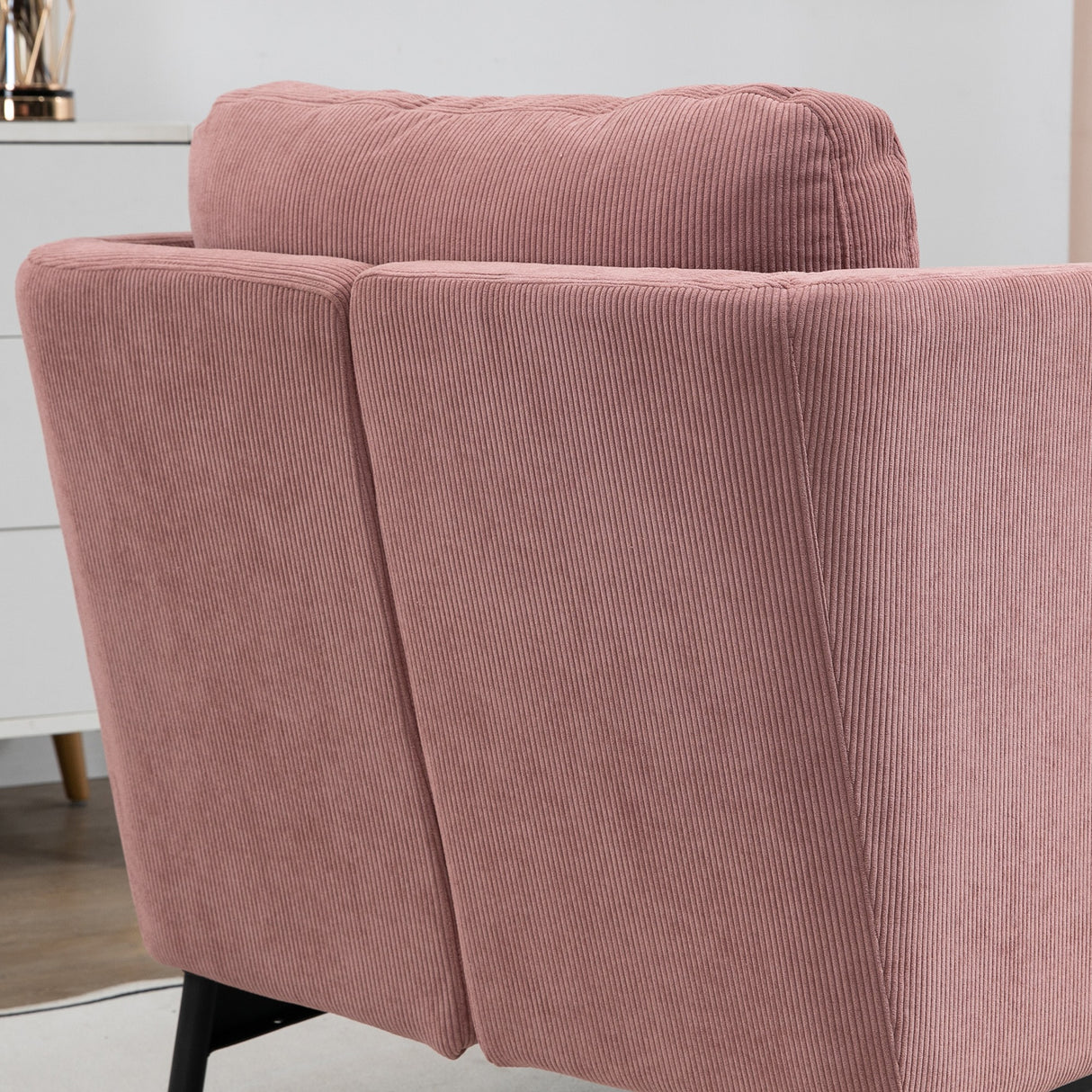 easycomfort easycomfort poltroncina in velluto a coste con gambe in acciaio e cuscino posteriore 73x74x82cm rosa