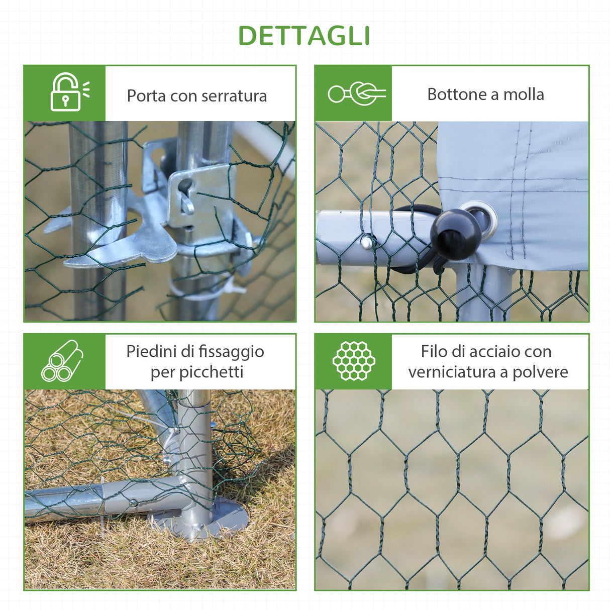 easycomfort easycomfort recinto per galline e conigli in metallo con copertura in tessuto impermeabile anti uv 303 5x600x195cm argento