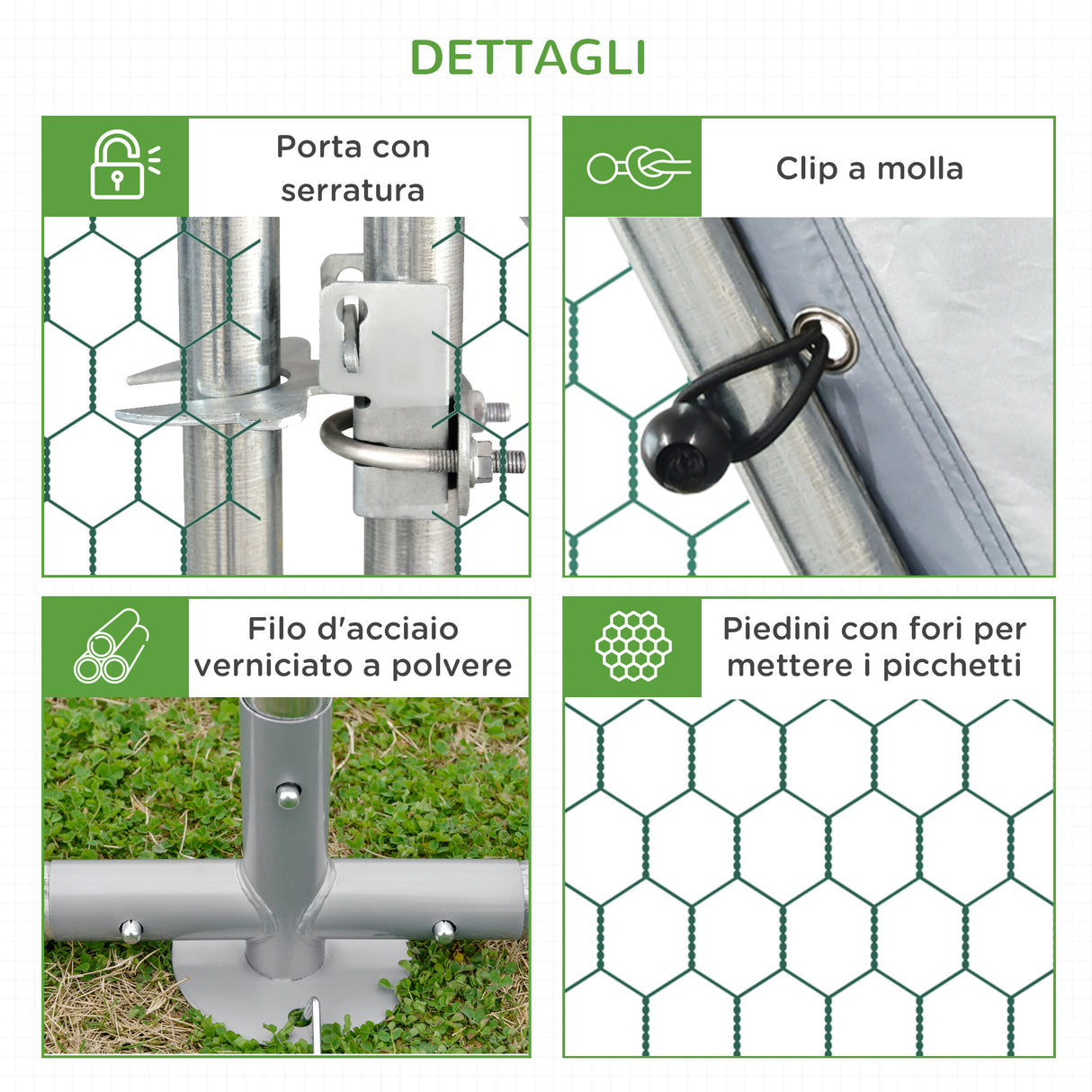 easycomfort easycomfort recinto per galline in acciaio con copertura anti uv 2 8x5 7x2m argento