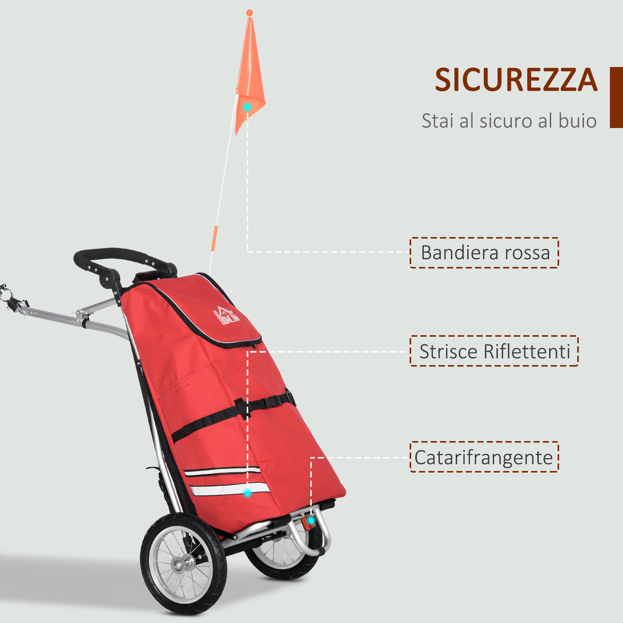 easycomfort easycomfort rimorchio bici 2 in 1 pieghevole e portatile con borsa da trasporto in tessuto oxford 53x43x110 cm