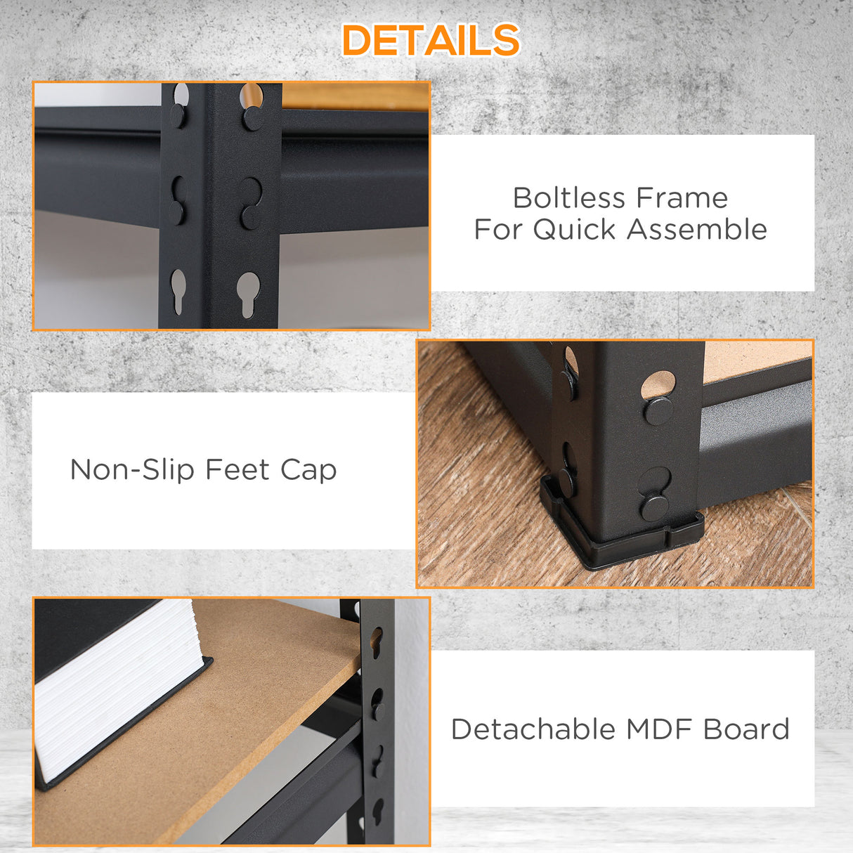 easycomfort easycomfort scaffalatura industriale a 5 livelli in mdf e acciaio con ripiani aperti e regolabili 70x30x167 5 cm