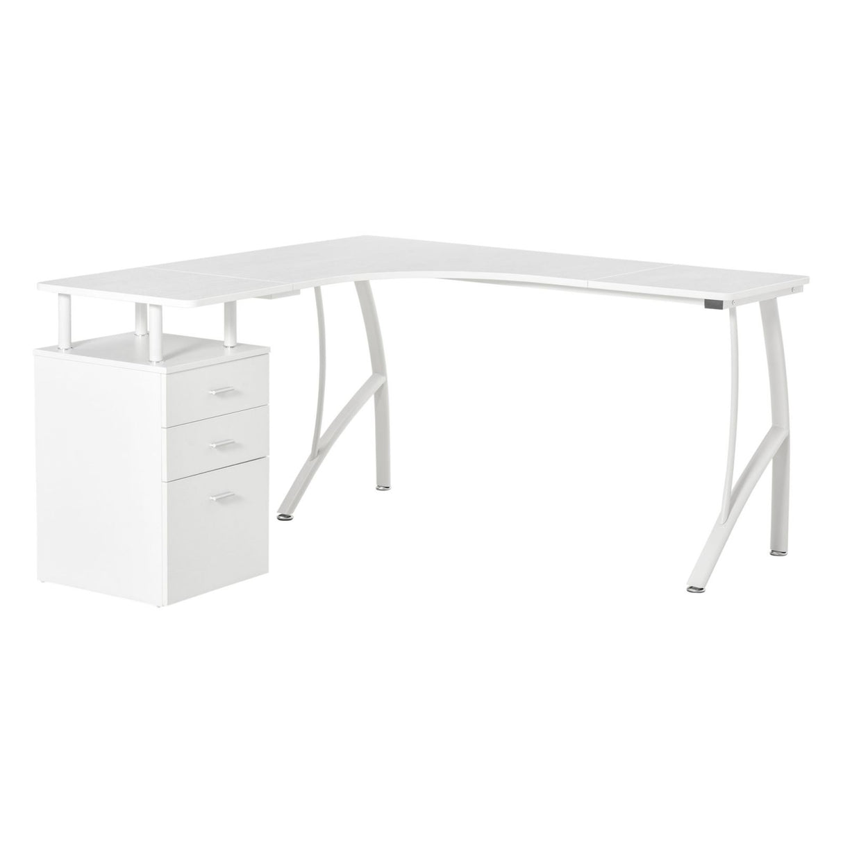 easycomfort easycomfort scrivania angolare con cassettiera scrivania ufficio porta pc in legno e metallo bianco 143 5x143 5x76cm