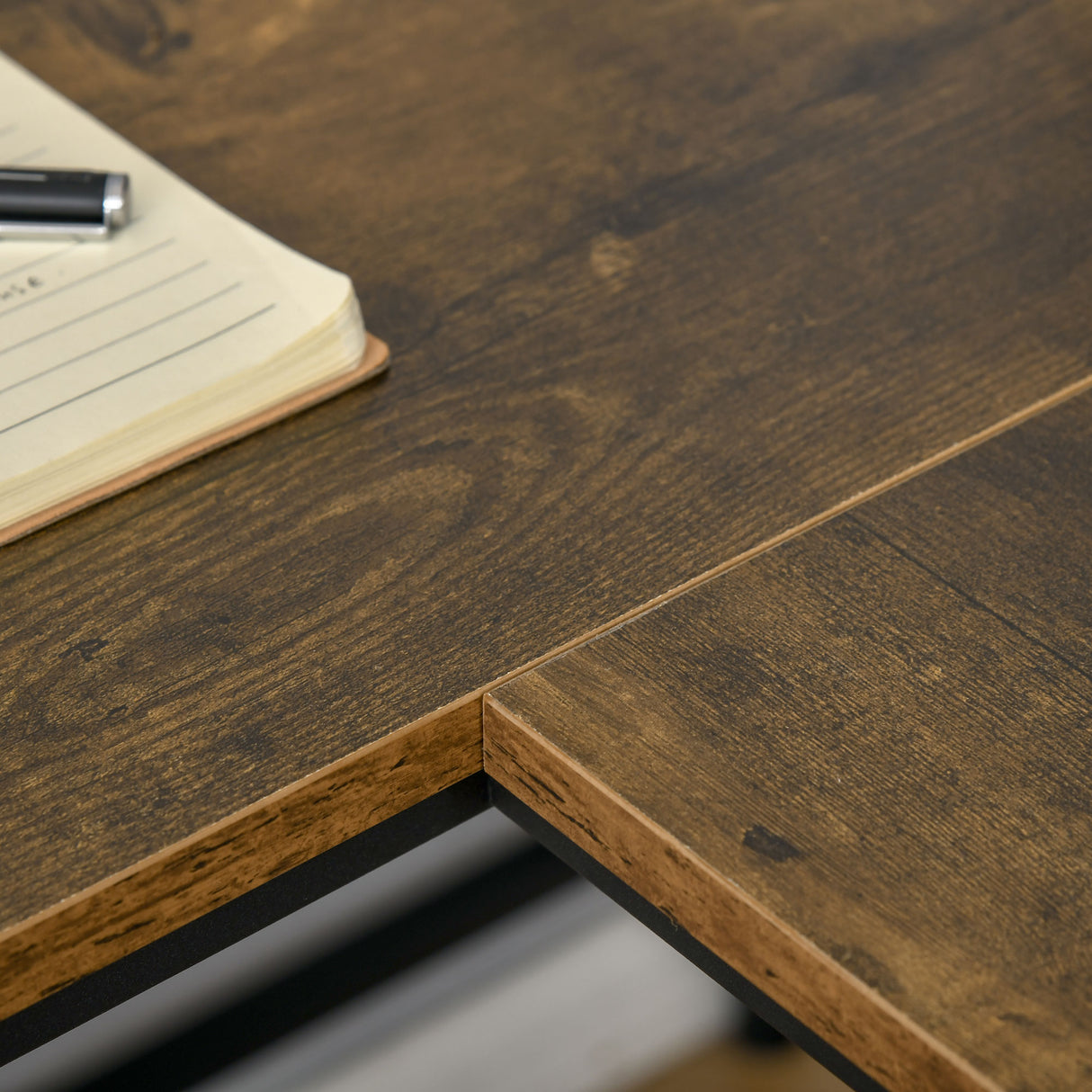 easycomfort easycomfort scrivania angolare in stile industriale per camera e ufficio 165x110x95cm marrone rustico