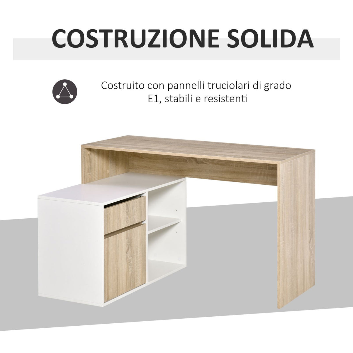 easycomfort easycomfort scrivania salvaspazio angolare per computer in legno rovere e bianco