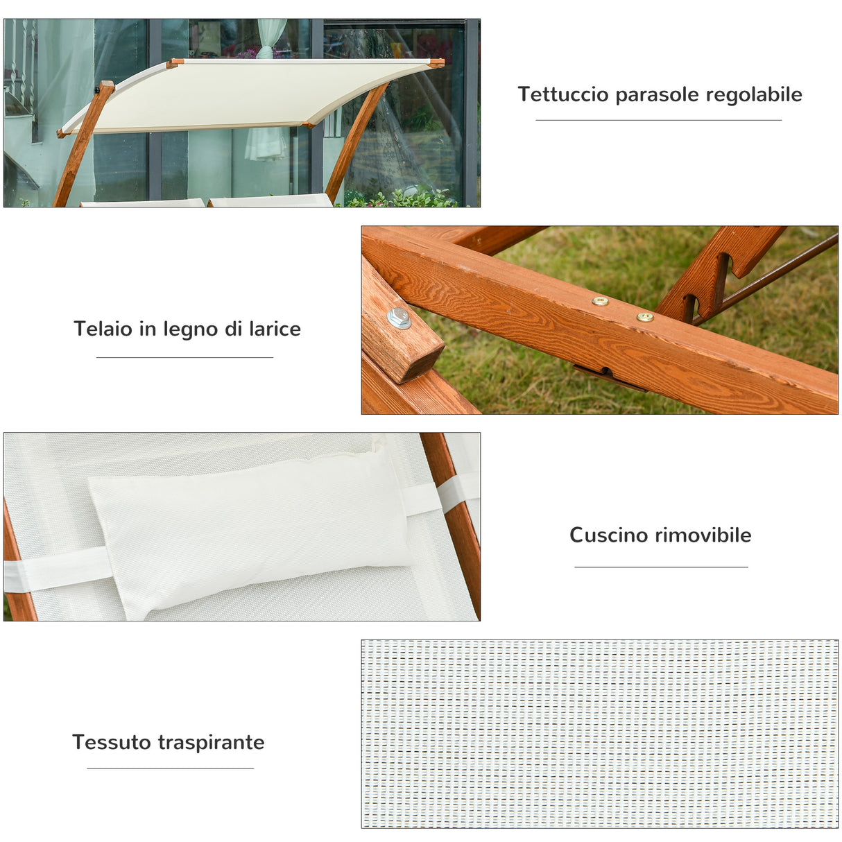 easycomfort easycomfort sdraio da giardino 2 posti reclinabile 3 livelli tetto e cuscini