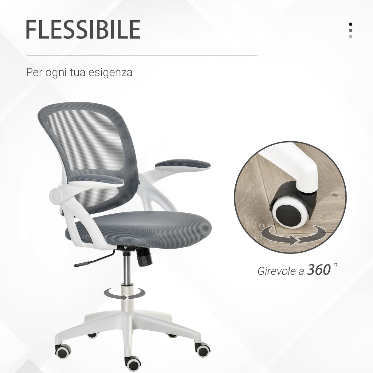 easycomfort easycomfort sedia da ufficio ergonomica con schienale a rete e seduta imbottita altezza regolabile 65 5x61 5x88 97 5cm grigio