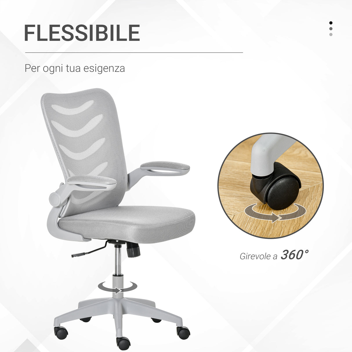 easycomfort easycomfort sedia da ufficio ergonomica poltrona girevole altezza regolabile e braccioli sollevabili 58 5x58x94 5 103 5cm grigio