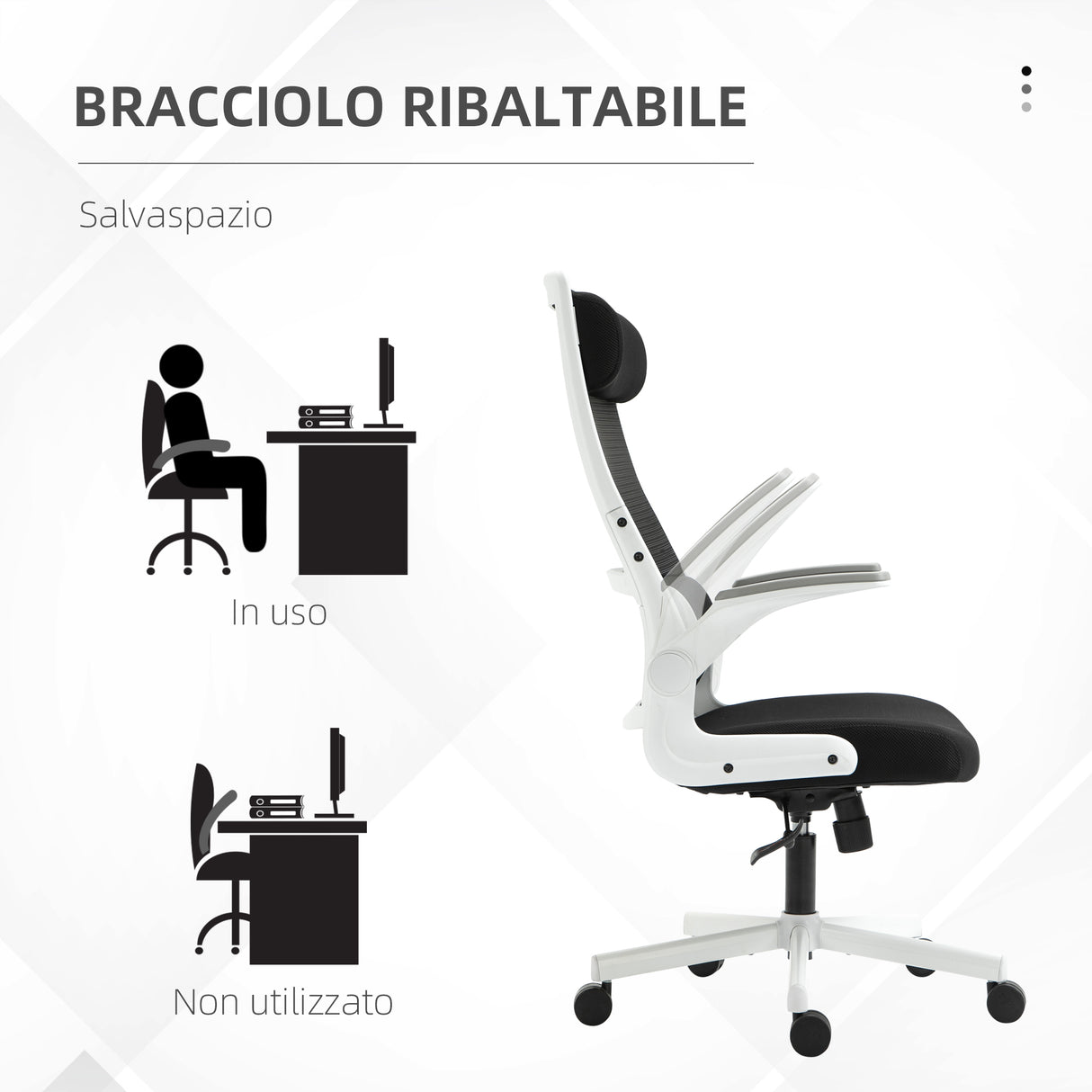 easycomfort easycomfort sedia da ufficio reclinabile ad altezza regolabile con braccioli ribaltabili 77x75x115 125 cm
