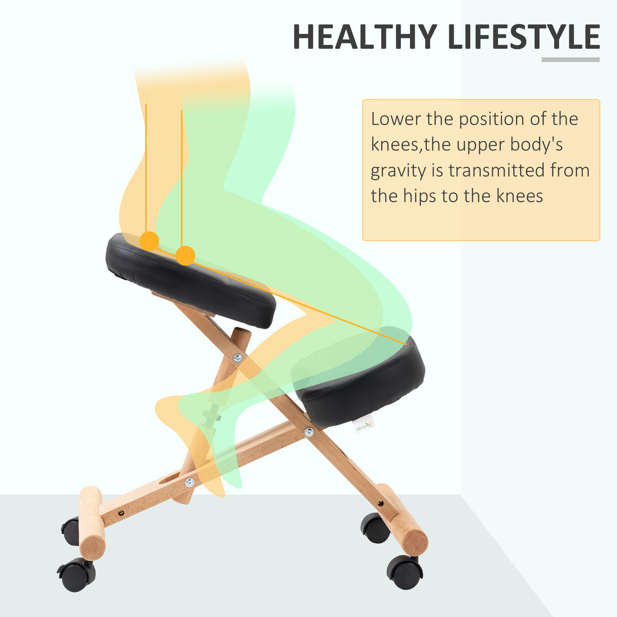 easycomfort easycomfort sedia inginocchiatoio in legno per casa e ufficio con ruote e altezza regolabile 43x67x57 75 cm nera