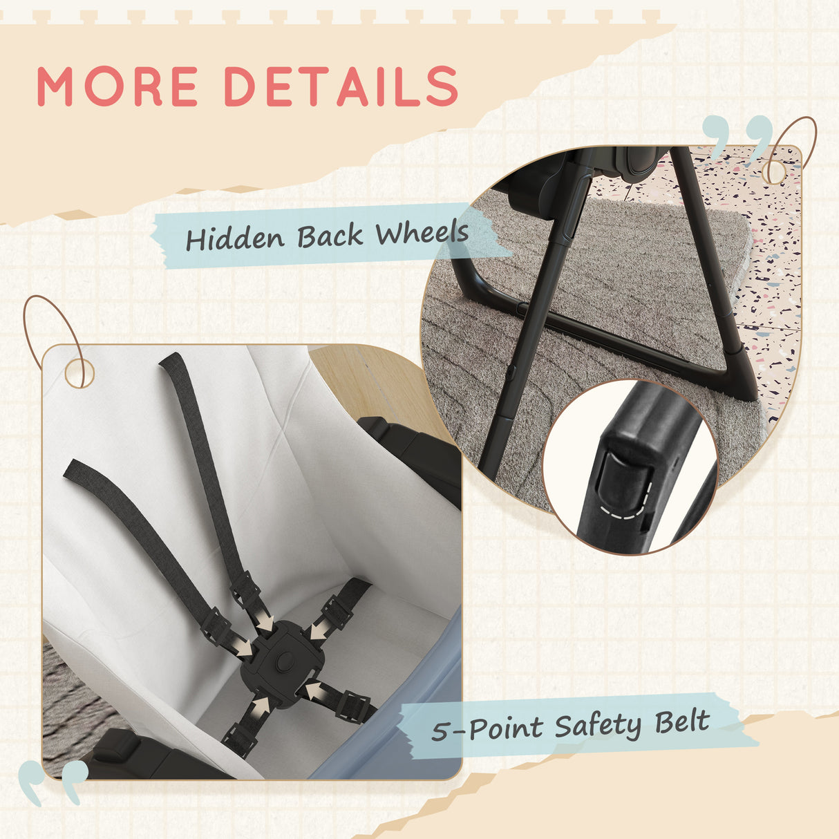 easycomfort easycomfort seggiolone pappa pieghevole per bimbi da 6 36 mesi altezza regolabile e schienale reclinabile nero e bianco