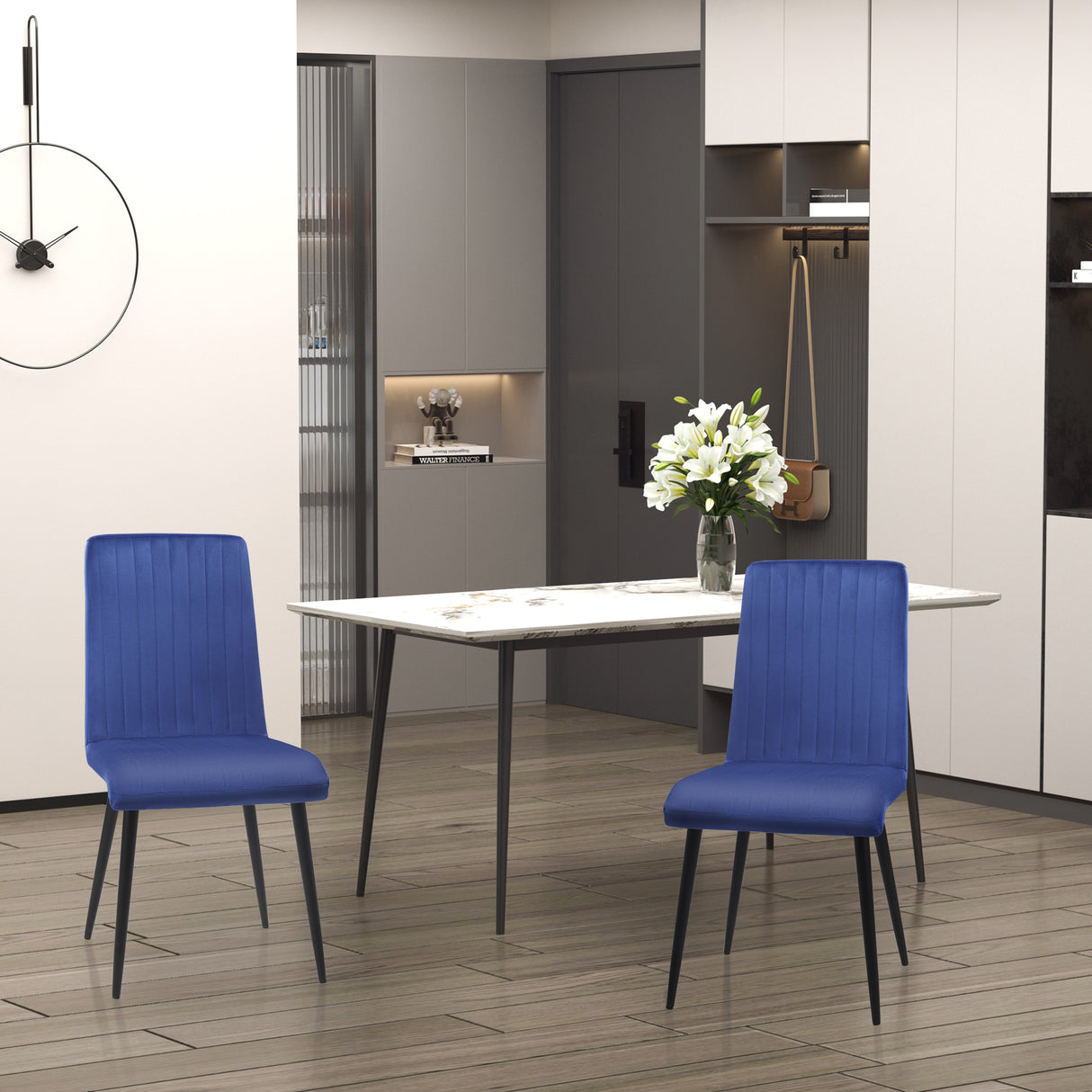 easycomfort easycomfort set 2 sedie da cucina imbottite in tessuto effetto velluto con design salvaspazio 43x58x90 cm