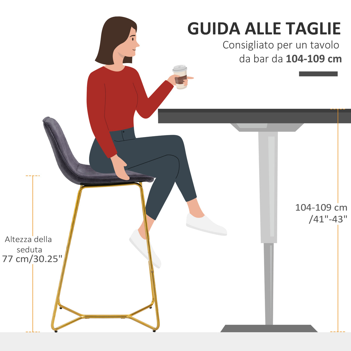 easycomfort easycomfort set 2 sgabelli da bar con schienale e poggiapiedi 48x56 5x103cm velluto grigio