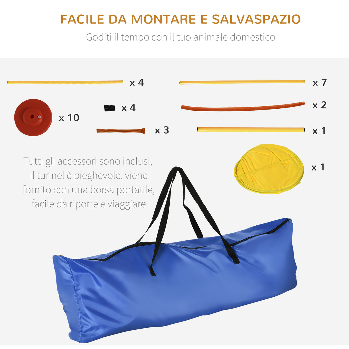 easycomfort easycomfort set agility dog per addestramento cani con ostacoli regolabili slalom e tunnel