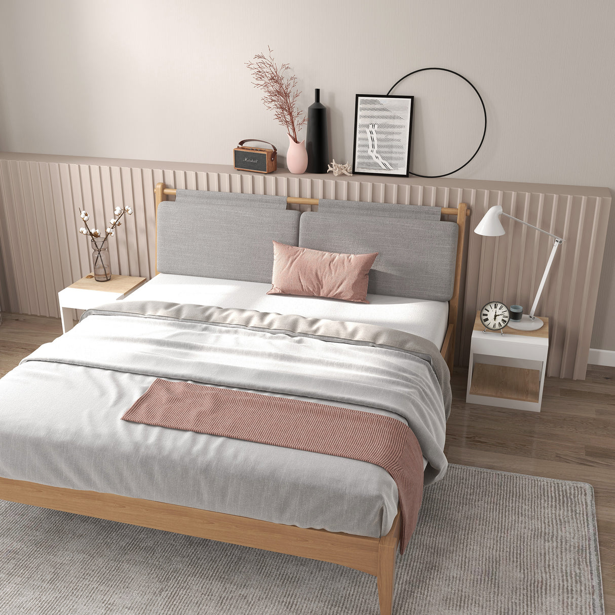 easycomfort easycomfort set da 2 tavolini da soggiorno con design a due livelli 40x40x45cm bianco e quercia