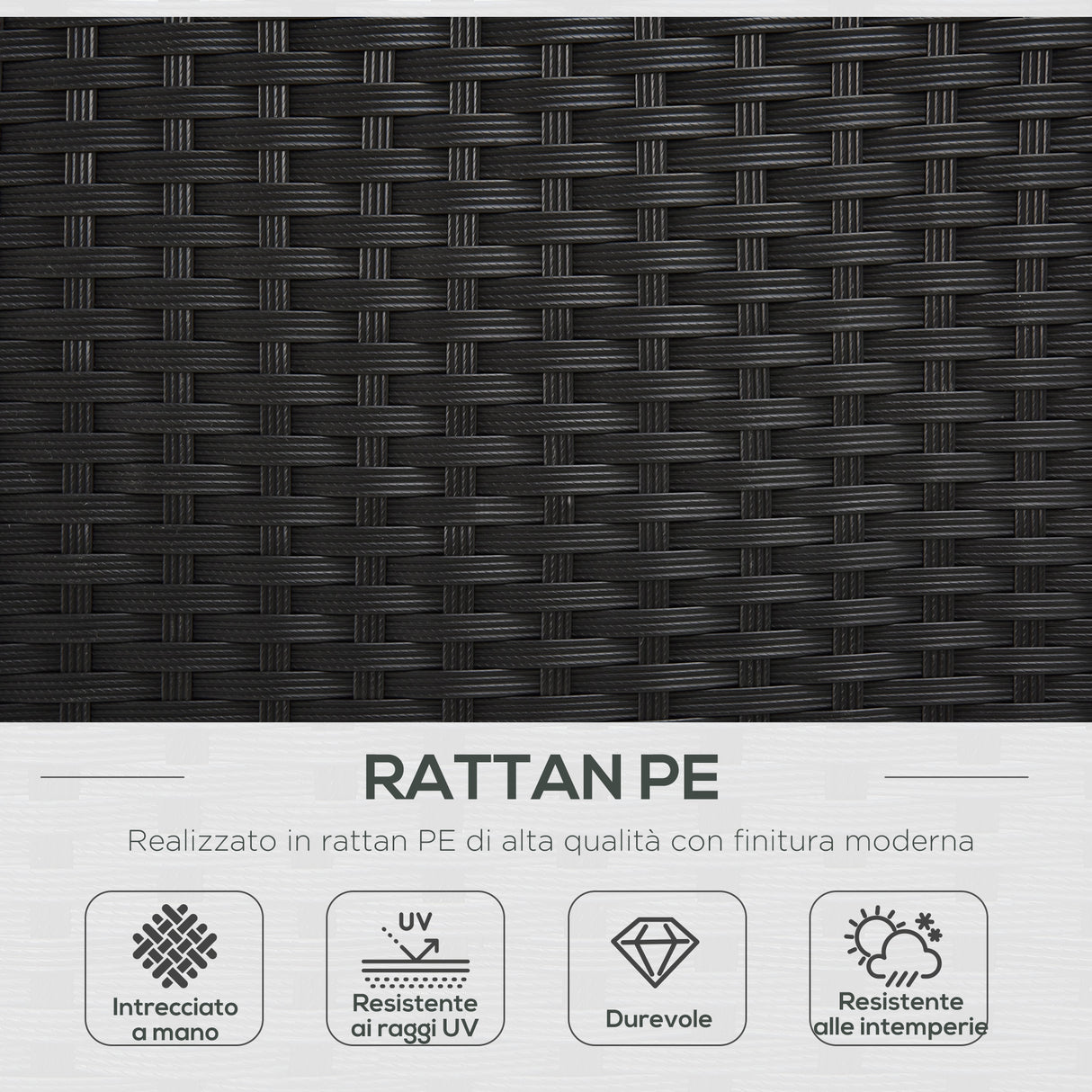 easycomfort easycomfort set da giardino 4 pezzi in rattan pe e acciaio con divano 2 poltrone e tavolino da caffe crema