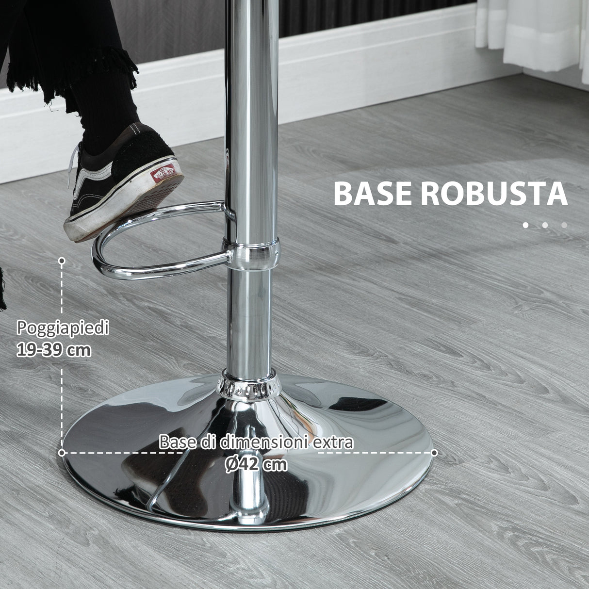 easycomfort easycomfort set di 2 sgabelli da bar con altezza regolabile e girevoli con poggiapiedi nero