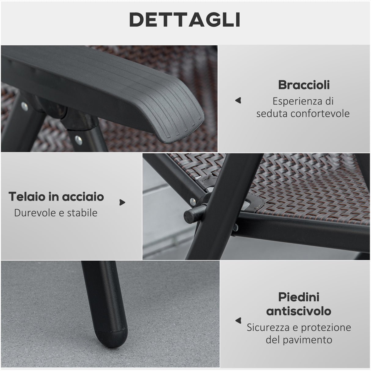 easycomfort easycomfort set sedie da giardino 2 pezzi in rattan pe e acciaio sedie pieghevoli da esterno con schienale regolabile in 7 posizioni rosso e nero