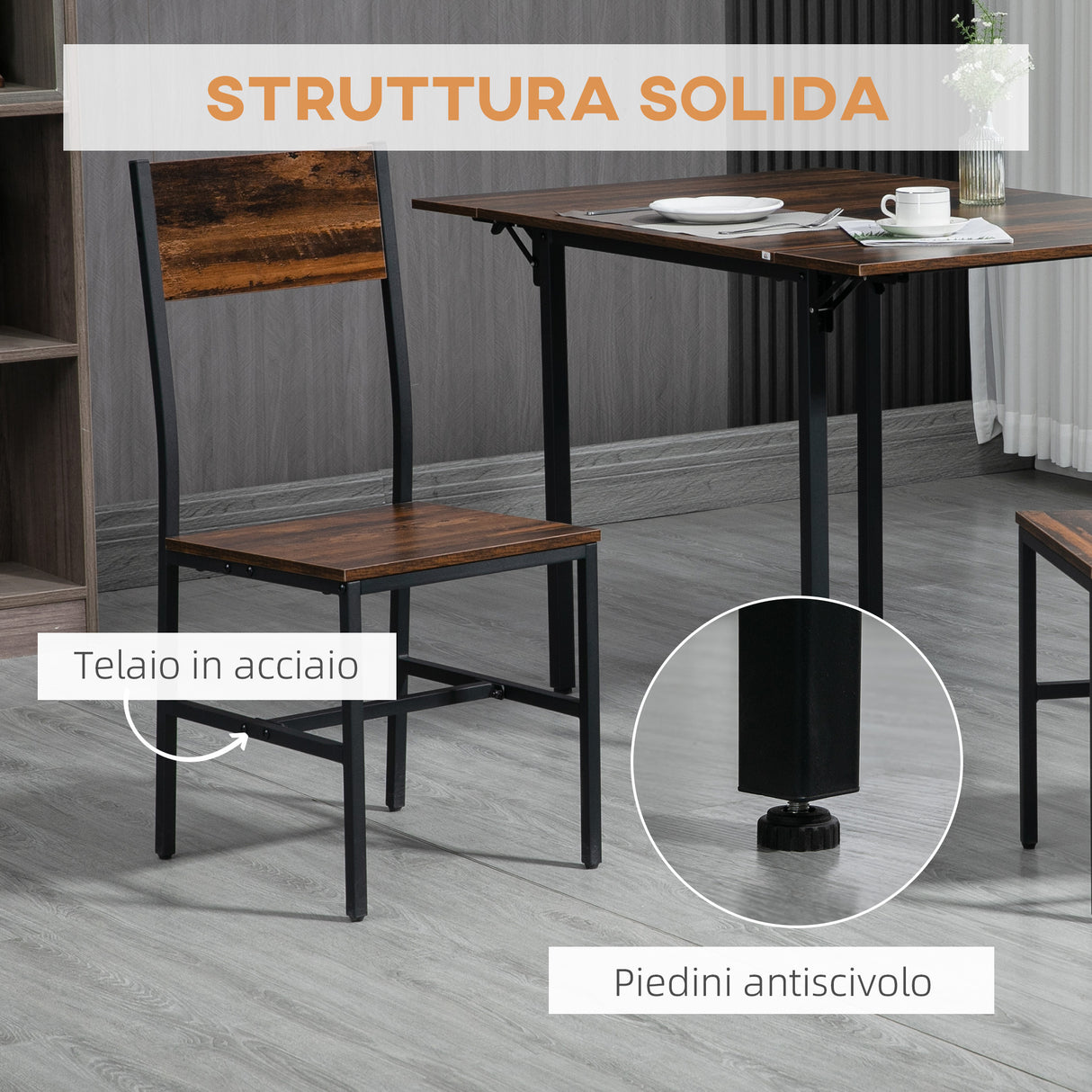 easycomfort easycomfort set tavolo e sedie 3 pezzi in truciolato e acciaio tavolo da pranzo pieghevole e 2 sedie moderne