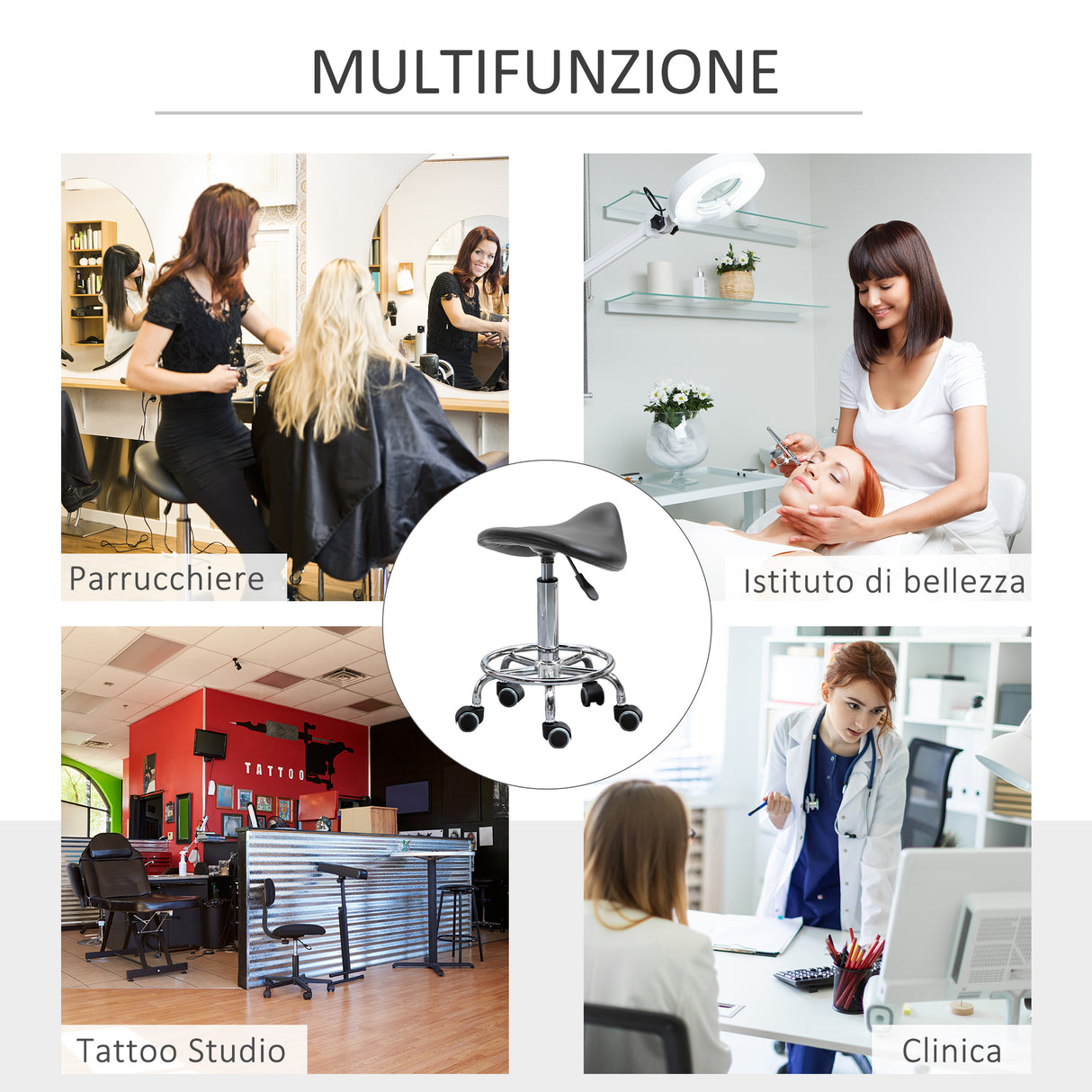 easycomfort easycomfort sgabello regolabile in altezza con 5 ruote e seduta ergonomica imbottita in gommapiuma 36 2x37 5x51 66 cm nero