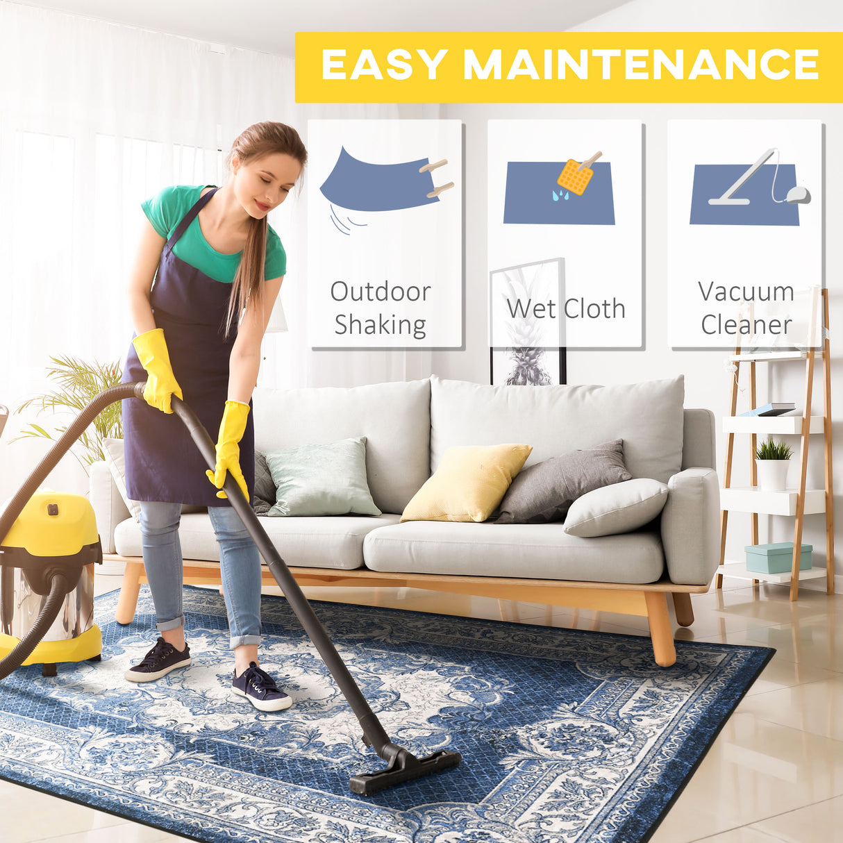 easycomfort easycomfort tappeto moderno persiano in poliestere per interni 200x140cm blu