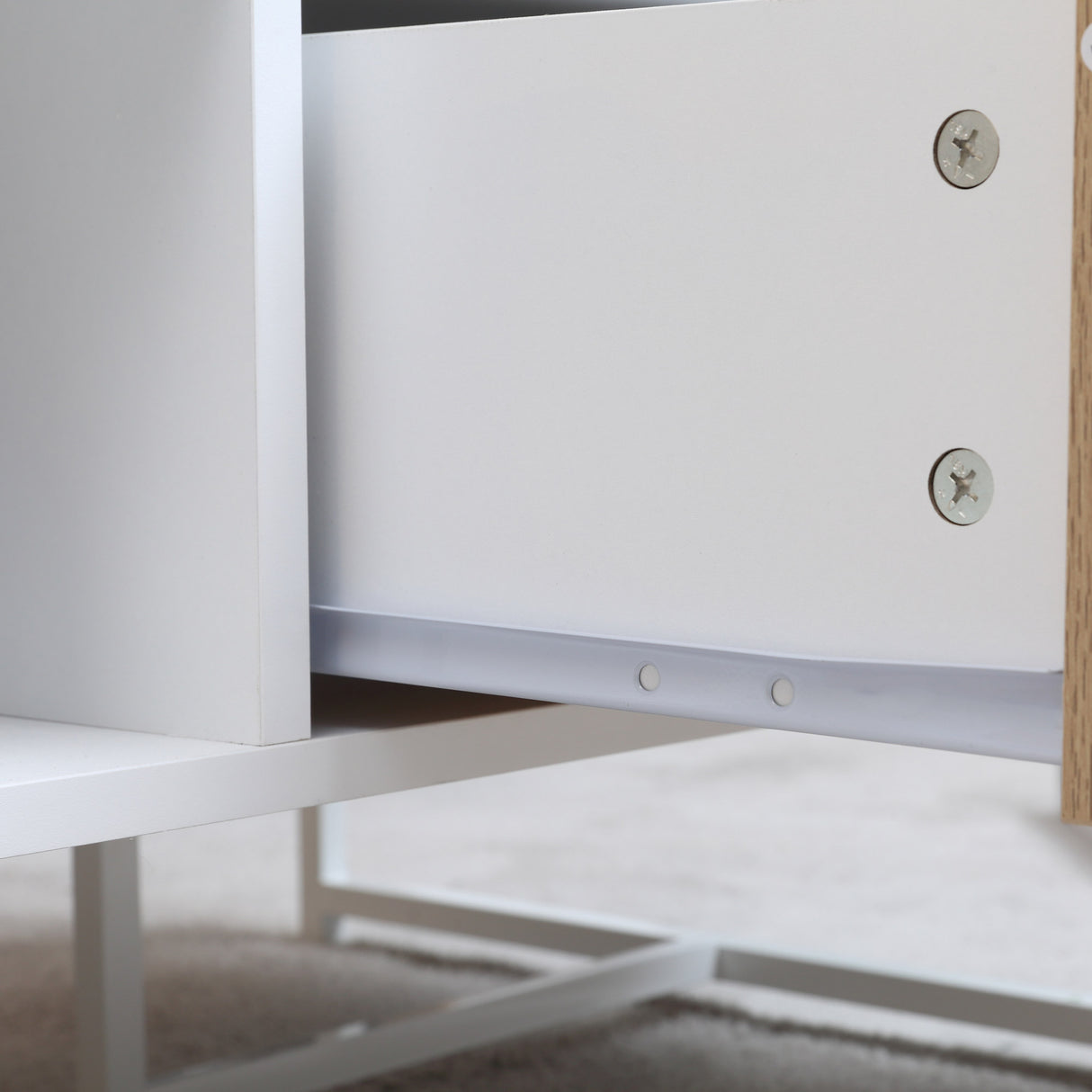 easycomfort easycomfort tavolino da salotto rettangolare con cassetti in legno e metallo 100x50x40cm bianco