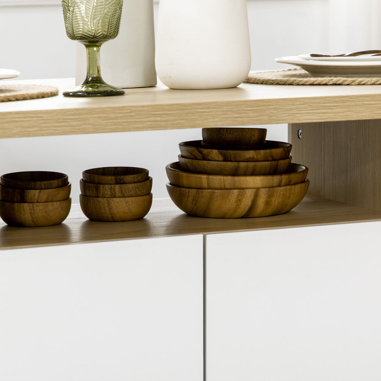 easycomfort easycomfort tavolo da cucina per 4 6 persone con armadietti a 2 ante 110x70x75 5cm bianco e legno