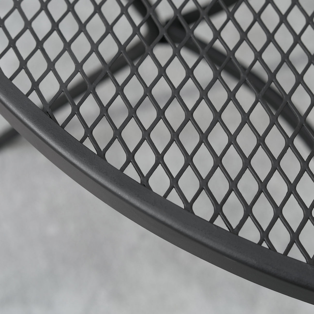 easycomfort easycomfort tavolo da giardino rotondo in metallo con piano dappoggio a rete 91x71 5cm nero