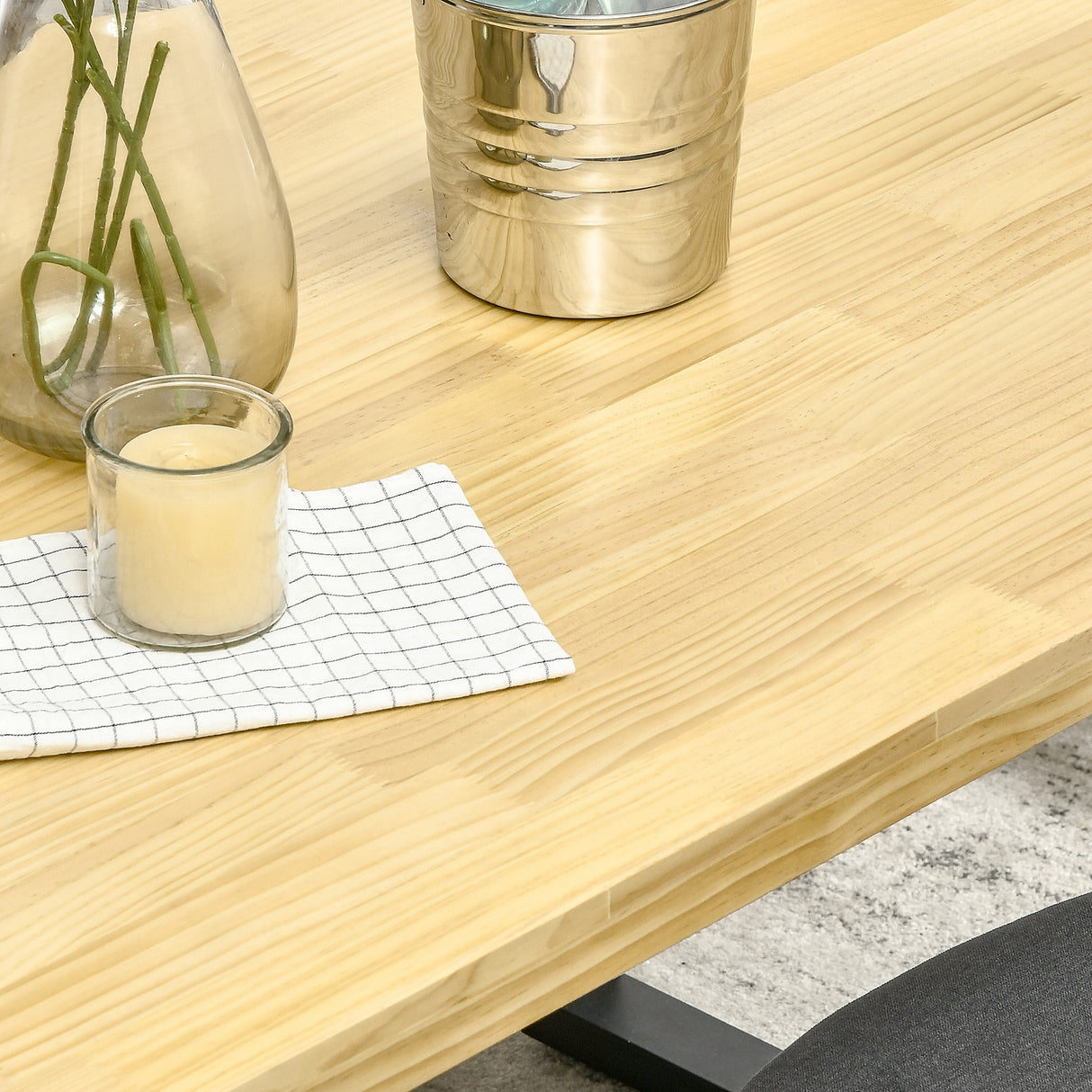 easycomfort easycomfort tavolo da pranzo per 6 persone in legno con base in acciaio e piedini regolabili 180x90x76cm