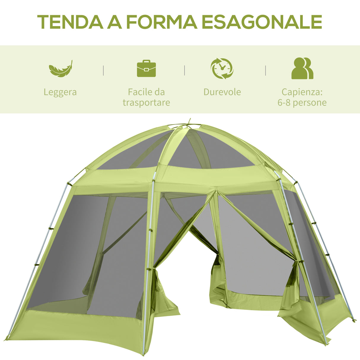 easycomfort easycomfort tenda da campeggio per 6 8 persone con borsa funi e picchetti 493x493x240cm